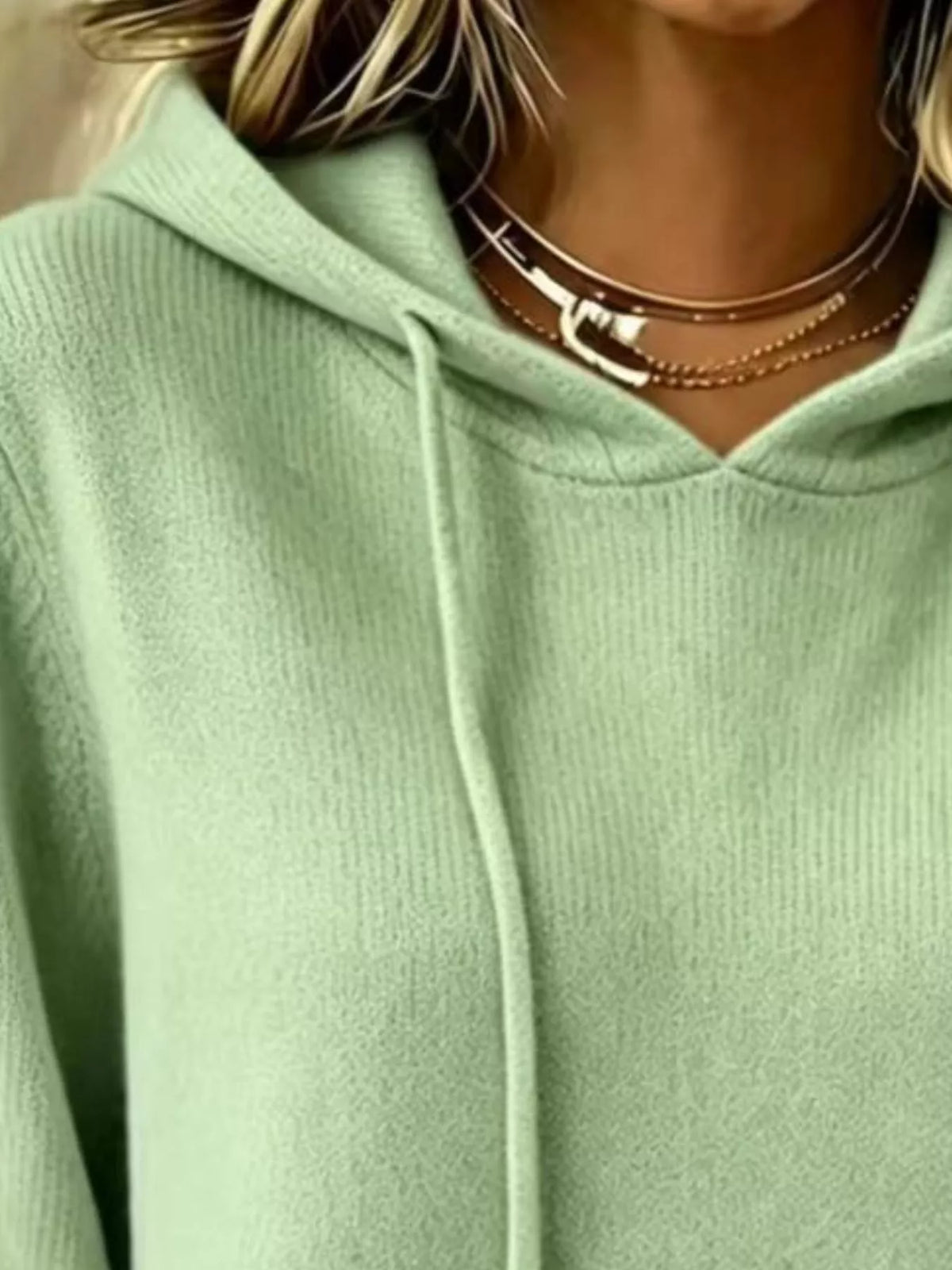 full size drawstring kangaroo pocket hooded sweater | dropsona - neutral - size reference