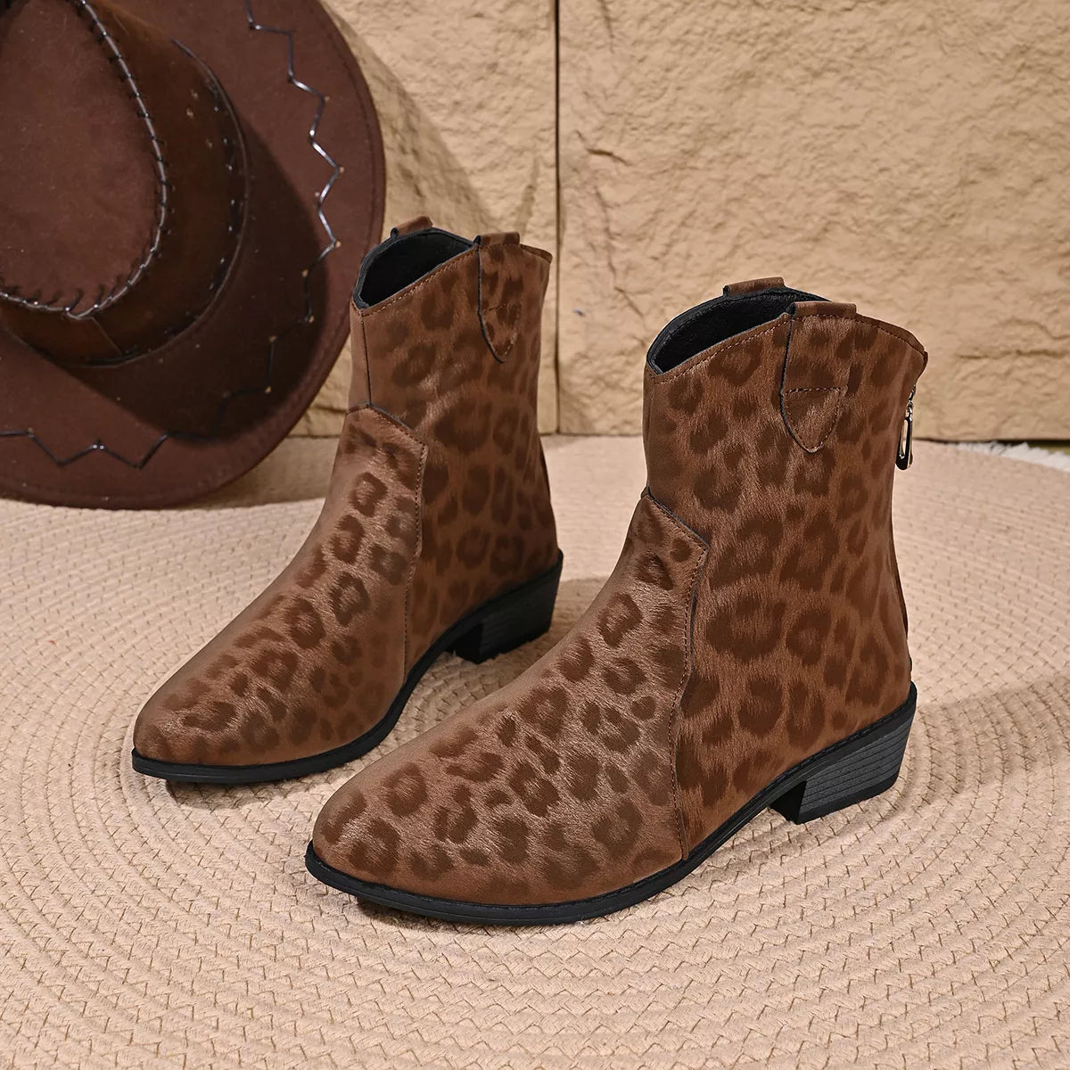 leopard print western ankle boots – dear monkey | dropsona - neutral - usage example