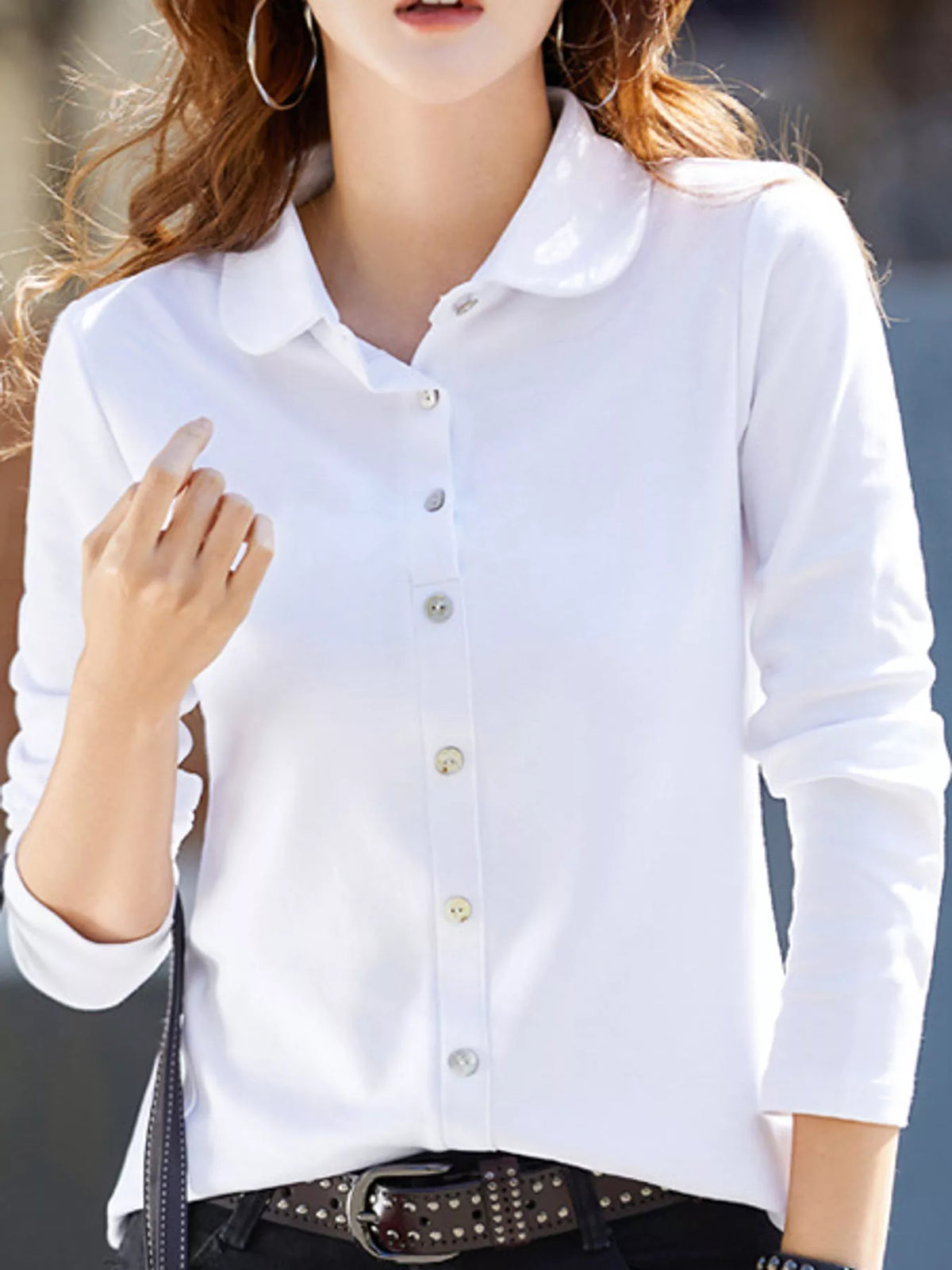 full size button-down long sleeve shirt plus | dropsona - neutral - material texture