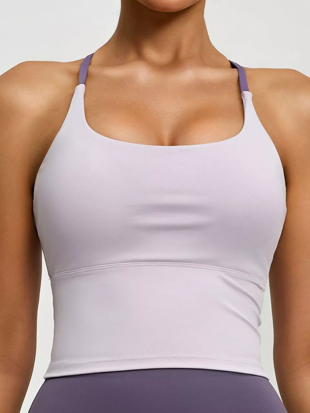 criss-cross back active bra | dropsona - neutral - front view