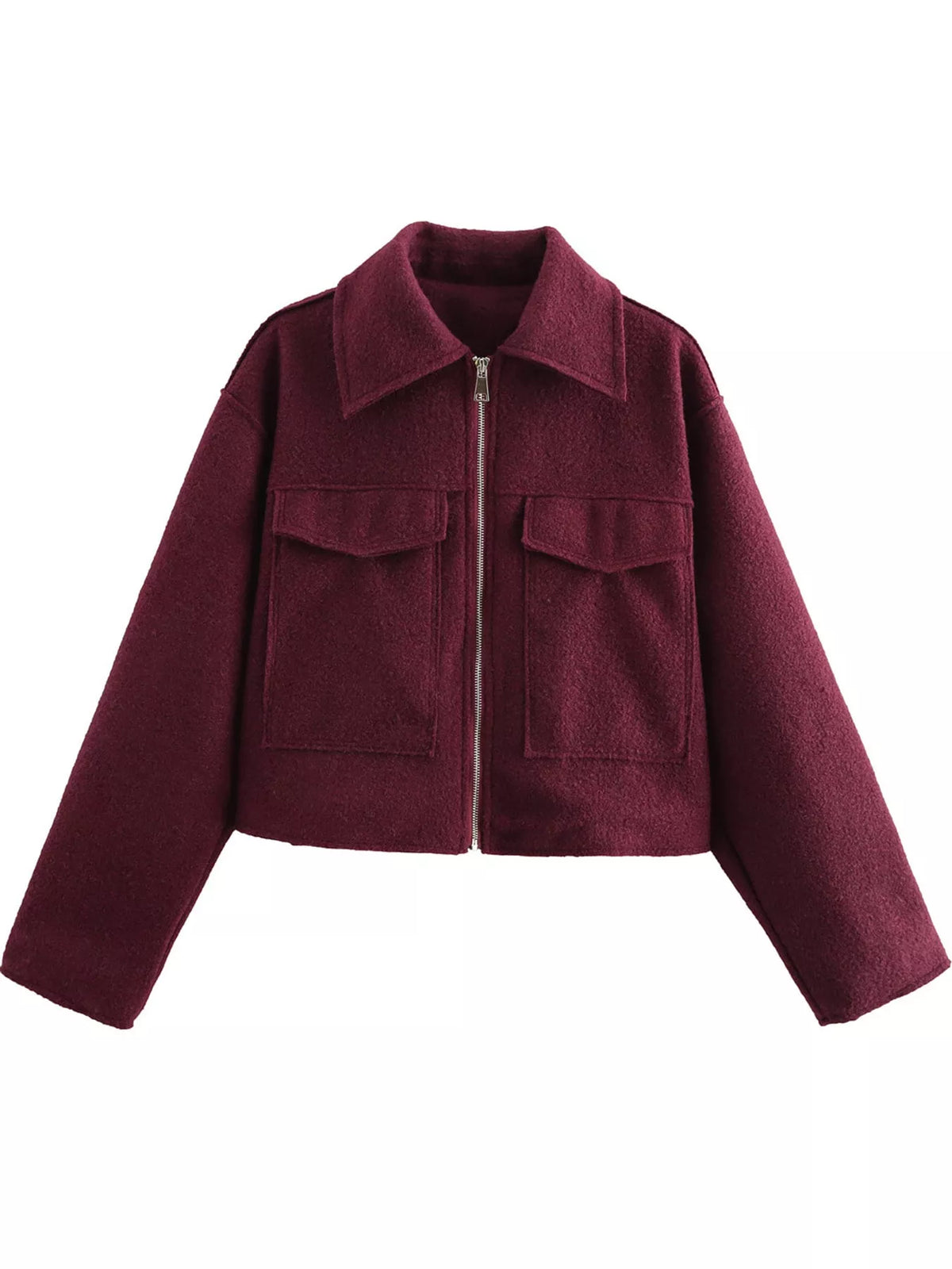 zip up cropped jacket – zipper,pocketed fit | dropsona - neutral - material texture