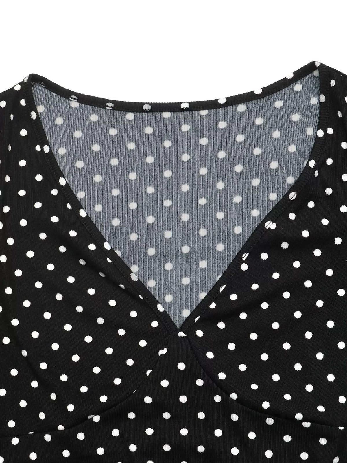 polka dot long sleeve ruffle hem mini dress | dropsona - neutral - packaging