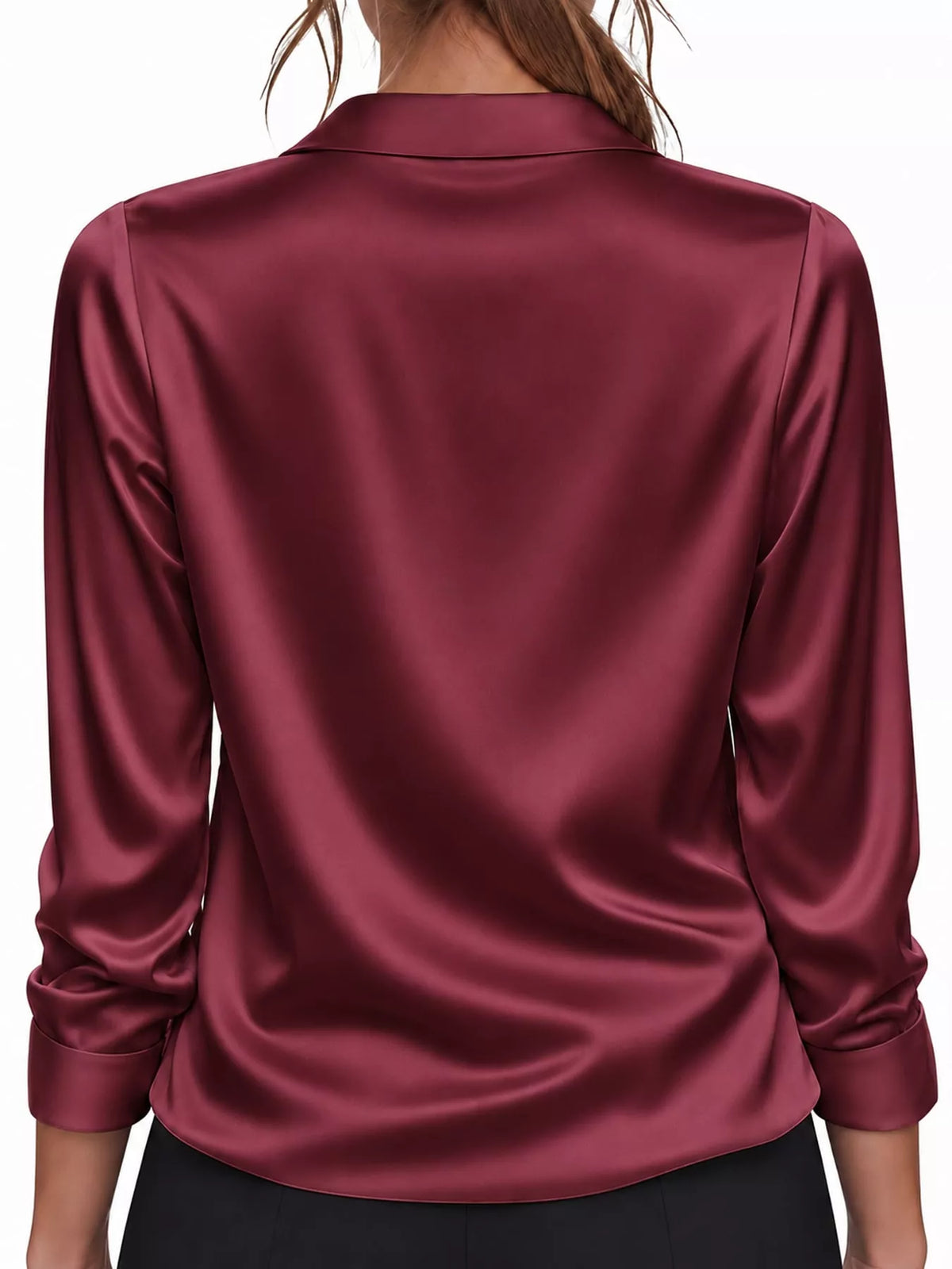full size satin long sleeve blouse plus | dropsona - neutral - material texture