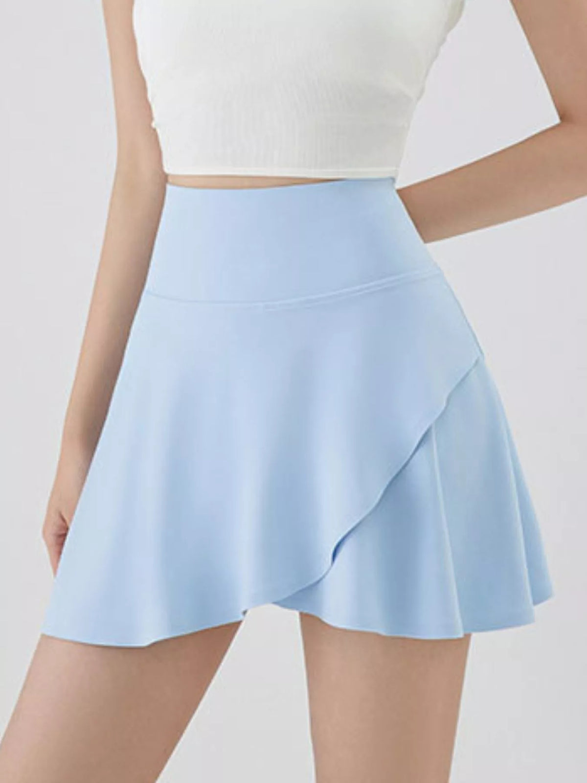 full size high-waisted flared athletic skirt with | dropsona - neutral - front view