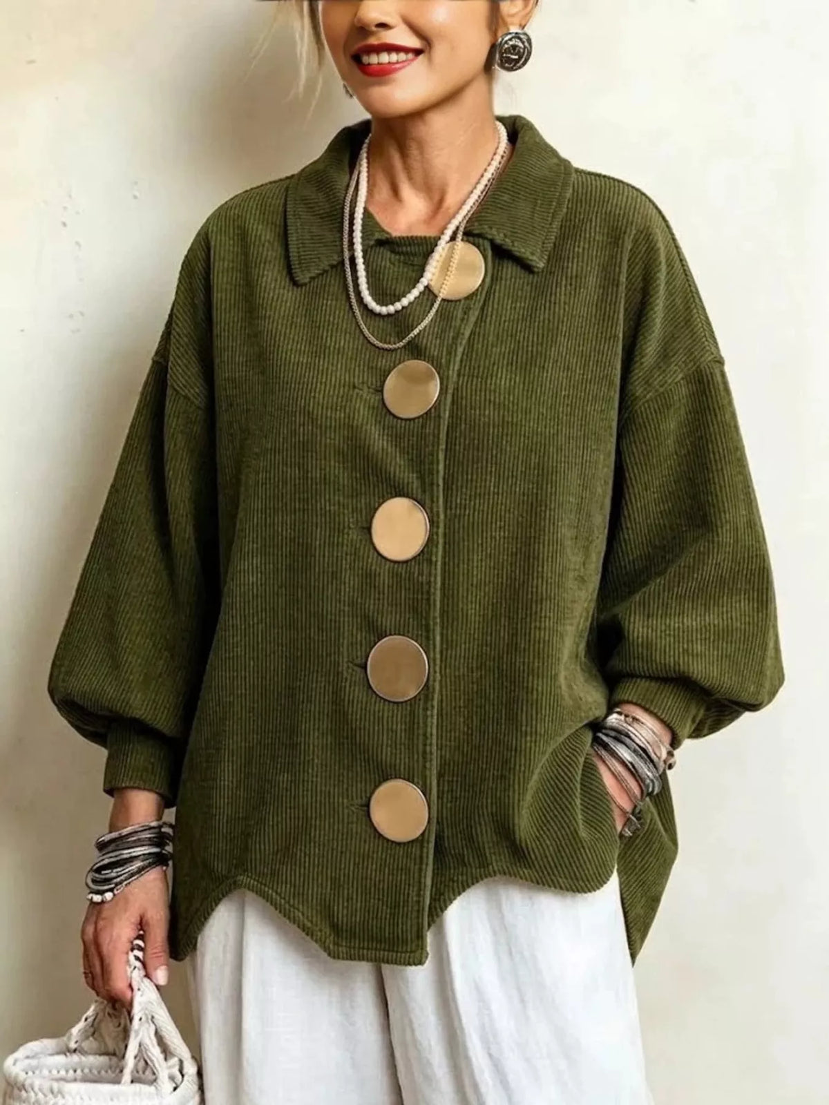 full size corduroy button-down jacket plus | dropsona - neutral - everyday use