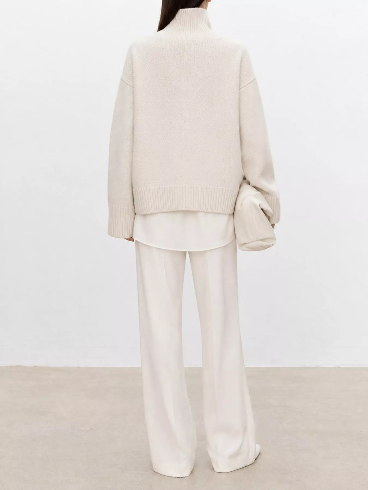 oversized turtleneck wool sweater | dropsona - neutral - usage example