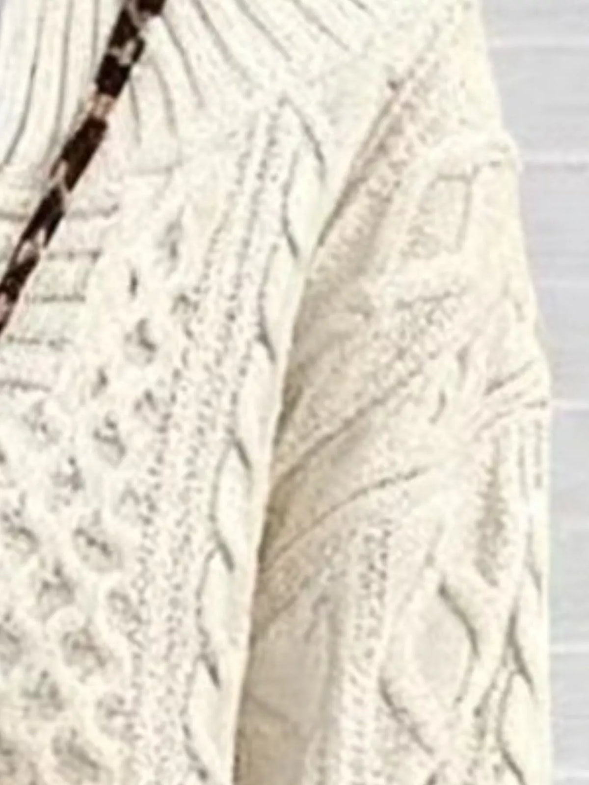 full size cable knit dropped shoulder sweater plus | dropsona - neutral - front view