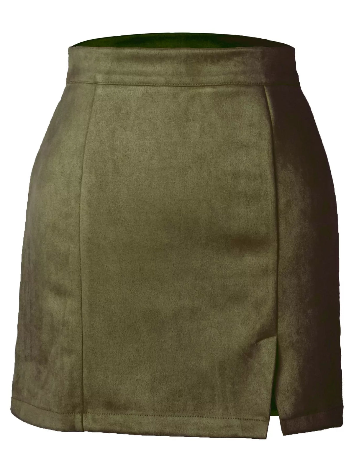 high-waisted slit skirt – zipper, slit, seam detail | dropsona - neutral - front view