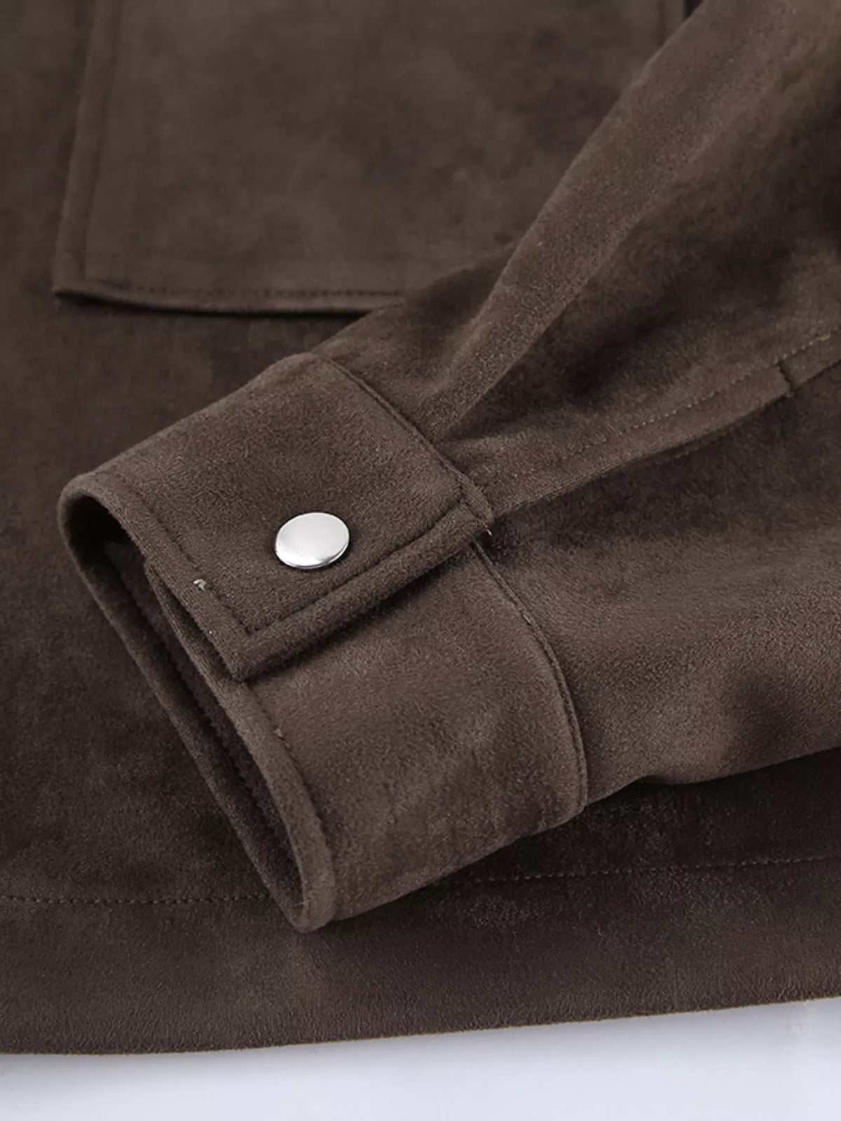suede utility jacket with front pockets | dropsona - neutral - material texture