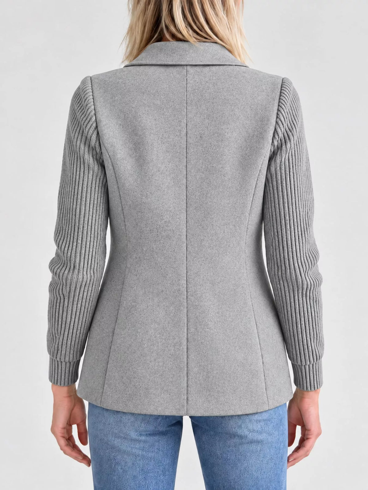 full size double-breasted lapel collar blazer plus | dropsona - neutral - front view