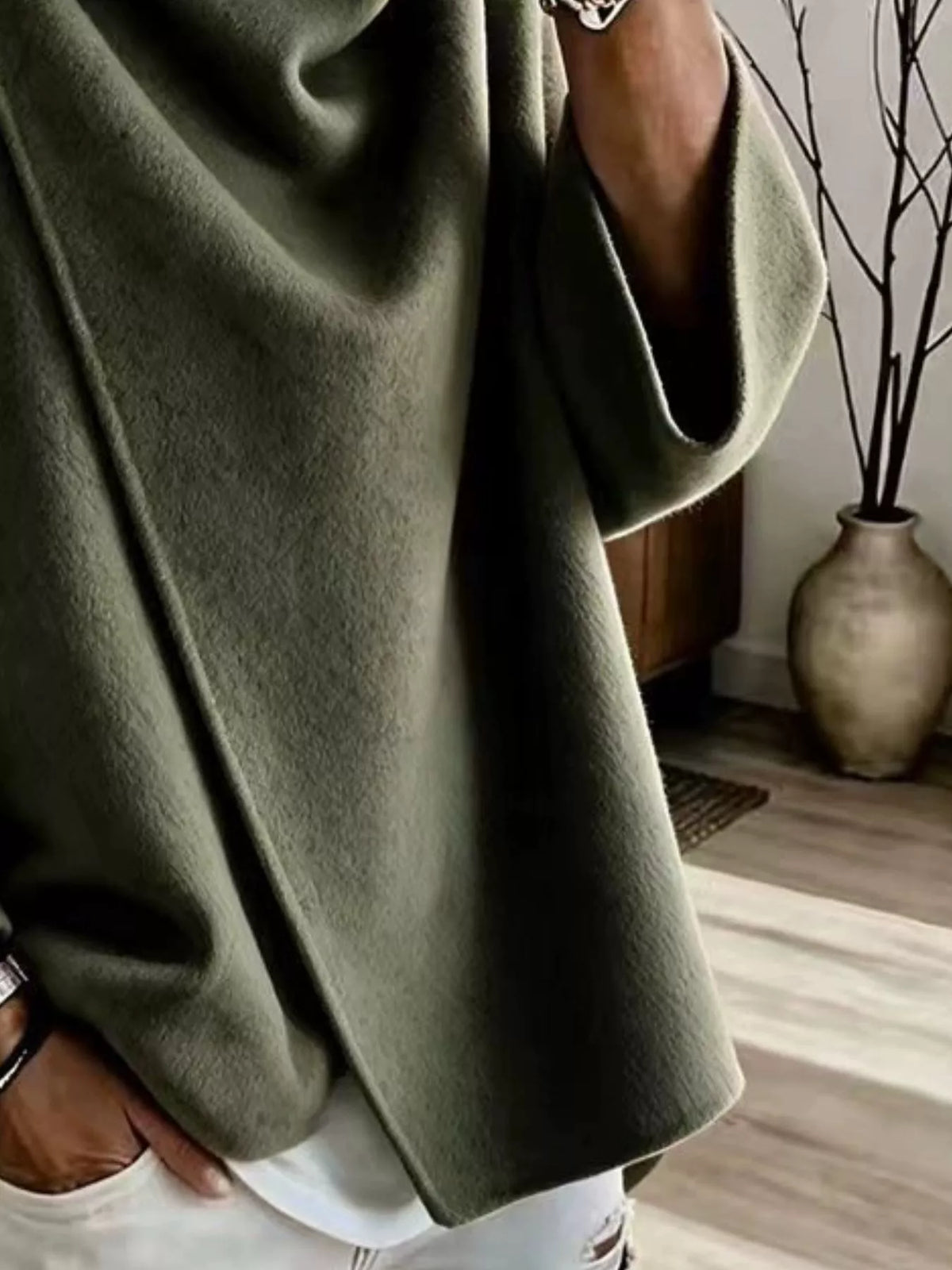 full size asymmetric cowl neck cape plus | dropsona - neutral - usage example