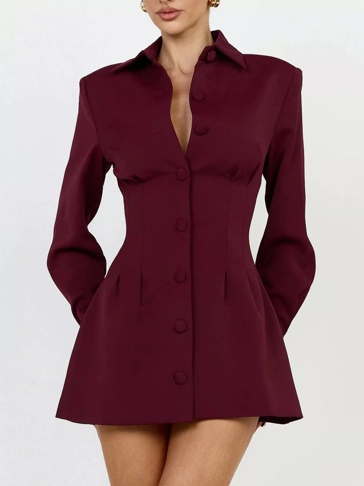 corset-style button-down blazer dress | dropsona - neutral - material texture