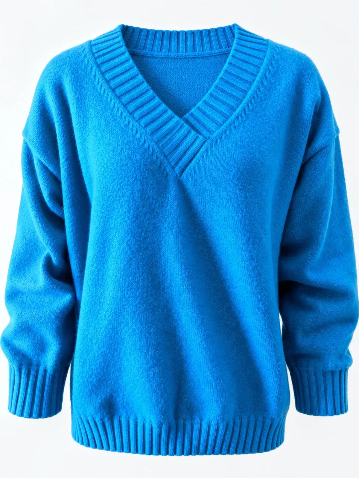 full size v-neck dropped shoulder sweater plus | dropsona - neutral - usage example
