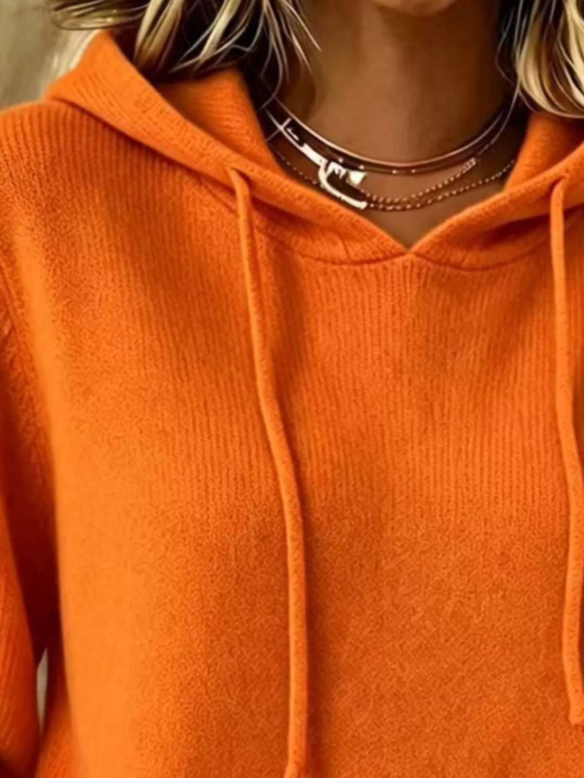 full size drawstring kangaroo pocket hooded sweater | dropsona - neutral - front view