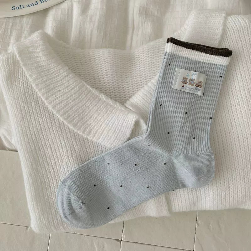 cotton crew socks – candy | dropsona - neutral - close-up detail