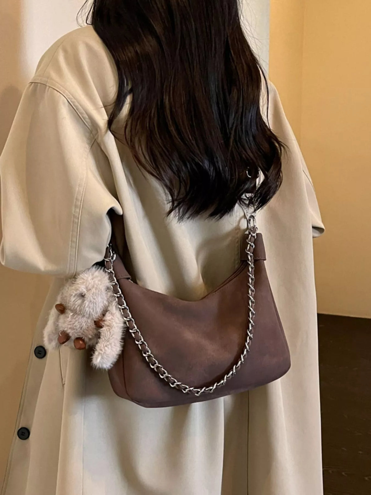 chain strap shoulder bag – stylish sling | dropsona - neutral - size reference