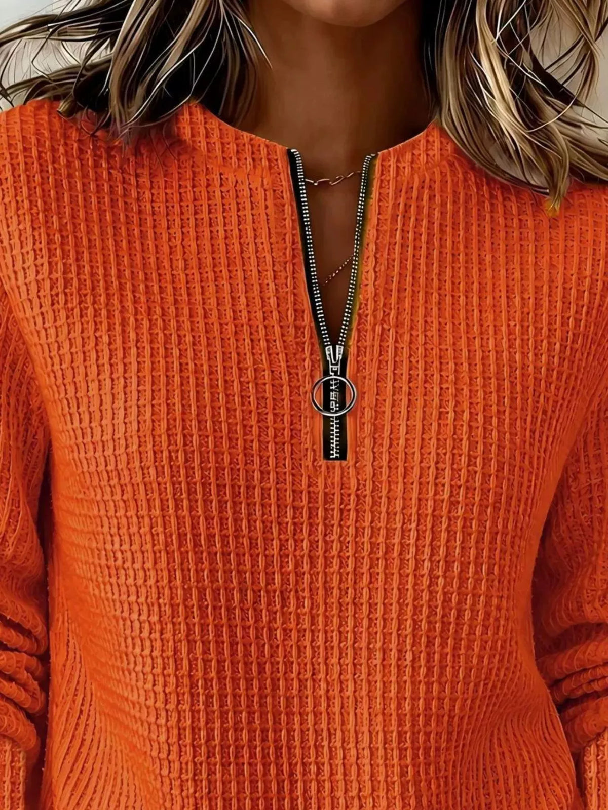 full size quarter-zip textured sweatshirt plus | dropsona - neutral - front view