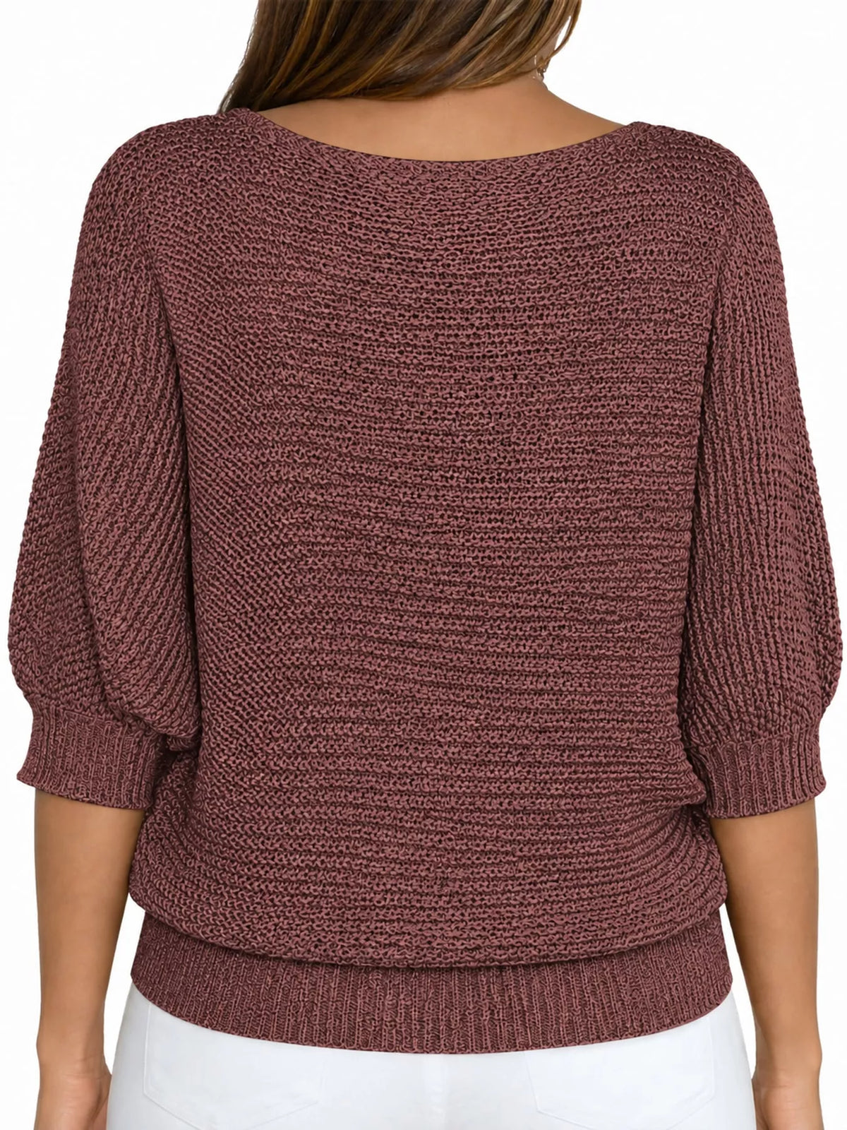 full size boat neck 3/4 sleeve sweater plus | dropsona - neutral - packaging