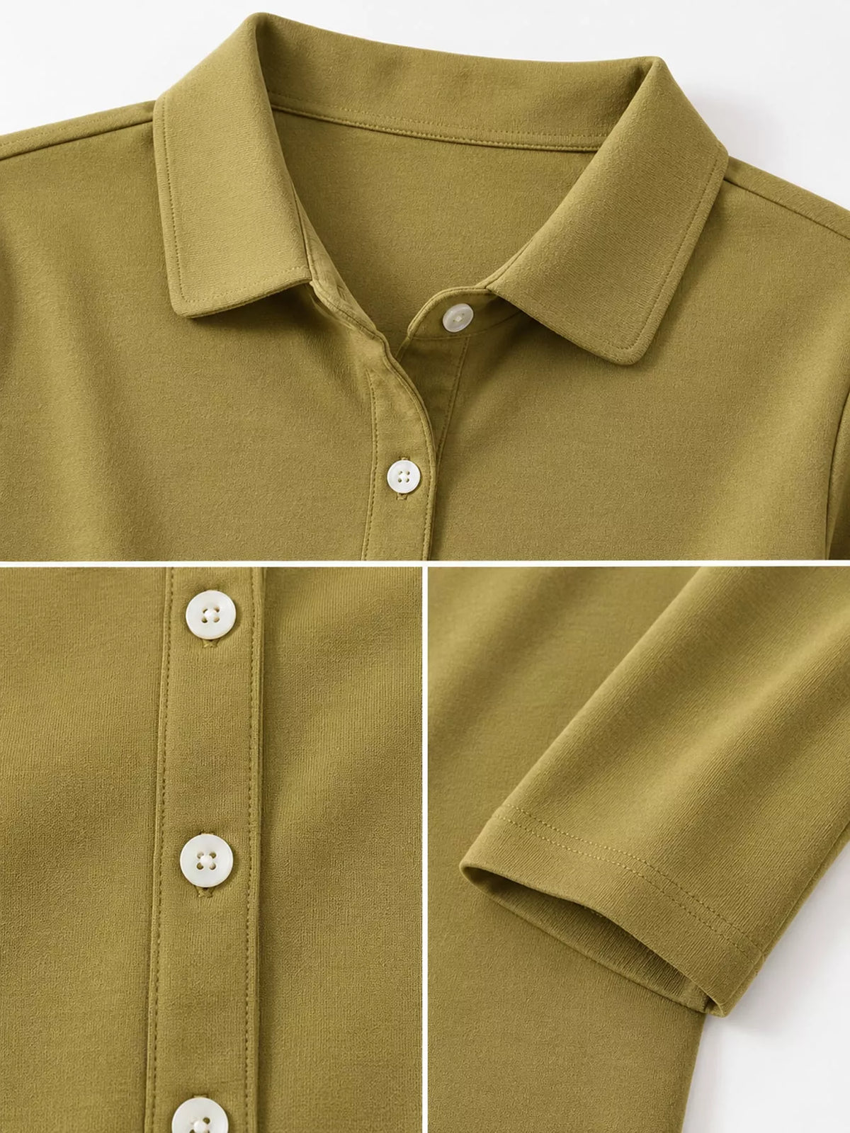 full size button-down long sleeve shirt plus | dropsona - neutral - close-up detail