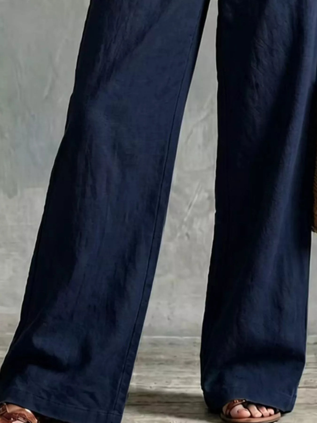 full size high-waisted wide-leg cargo pants plus | dropsona - neutral - close-up detail