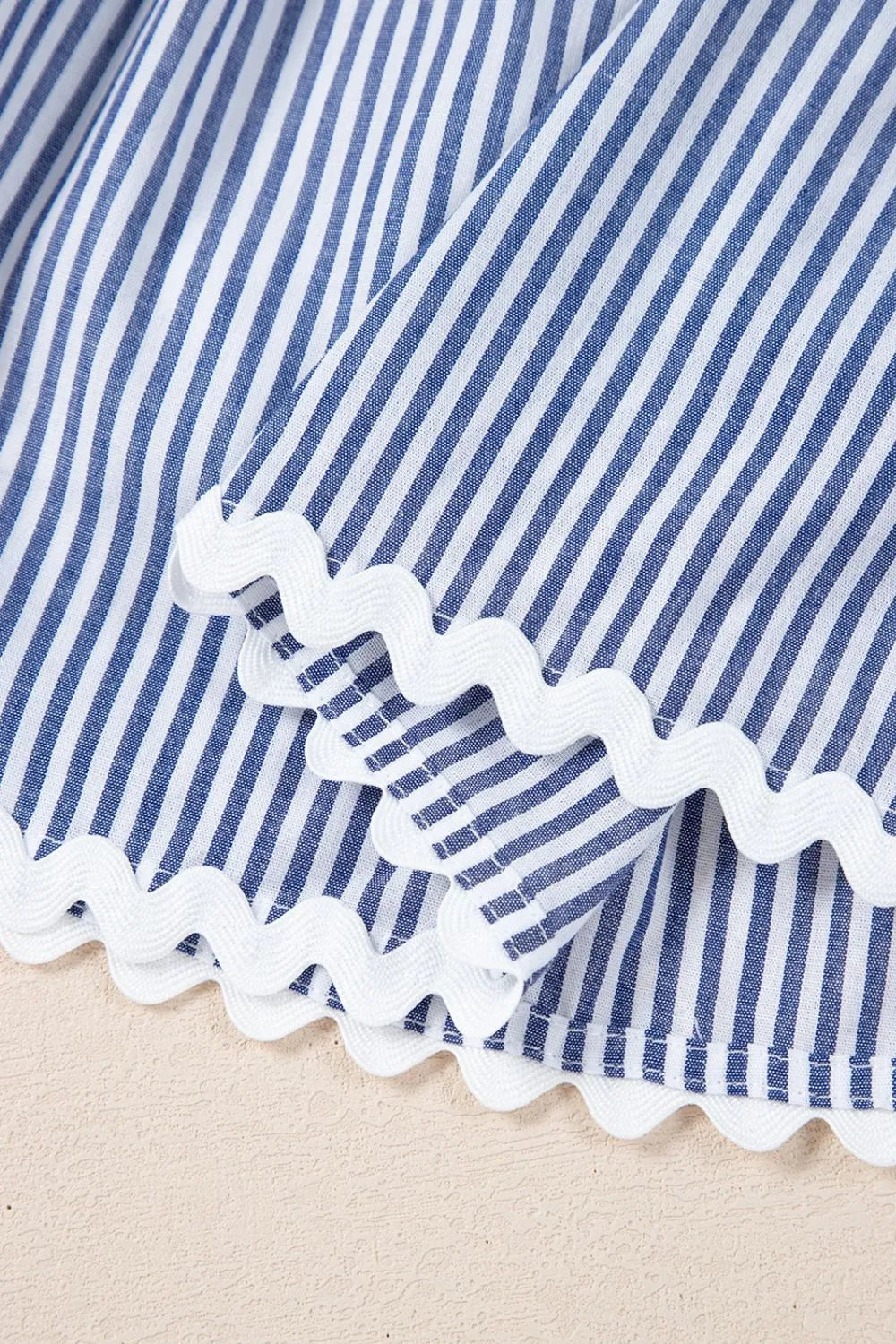 stripe sleeveless notched ric rac mini dress - material texture