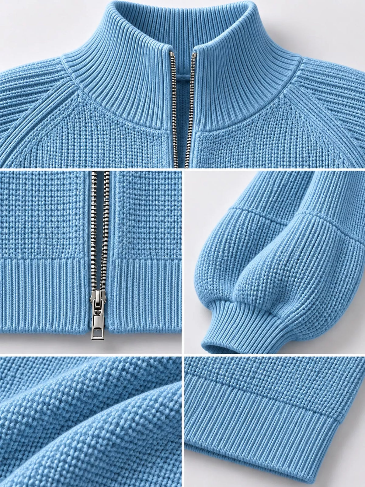 full size elegant ribbed knit zip-up cardigan with | dropsona - neutral - packaging