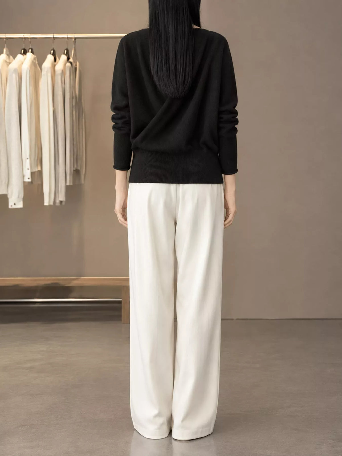 wrap-front long sleeve sweater – crisscross,ribbed fit | dropsona - neutral - material texture