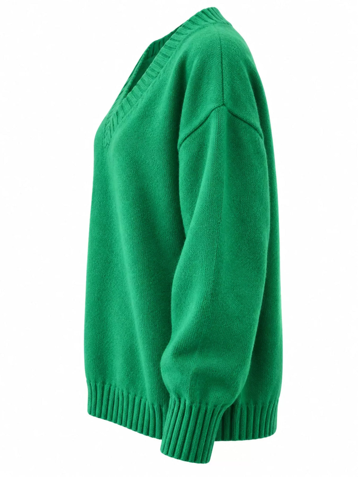 full size v-neck dropped shoulder sweater plus | dropsona - neutral - packaging