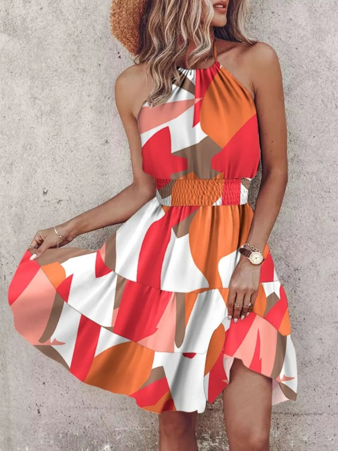 paisley print halter neck mini dress - size reference