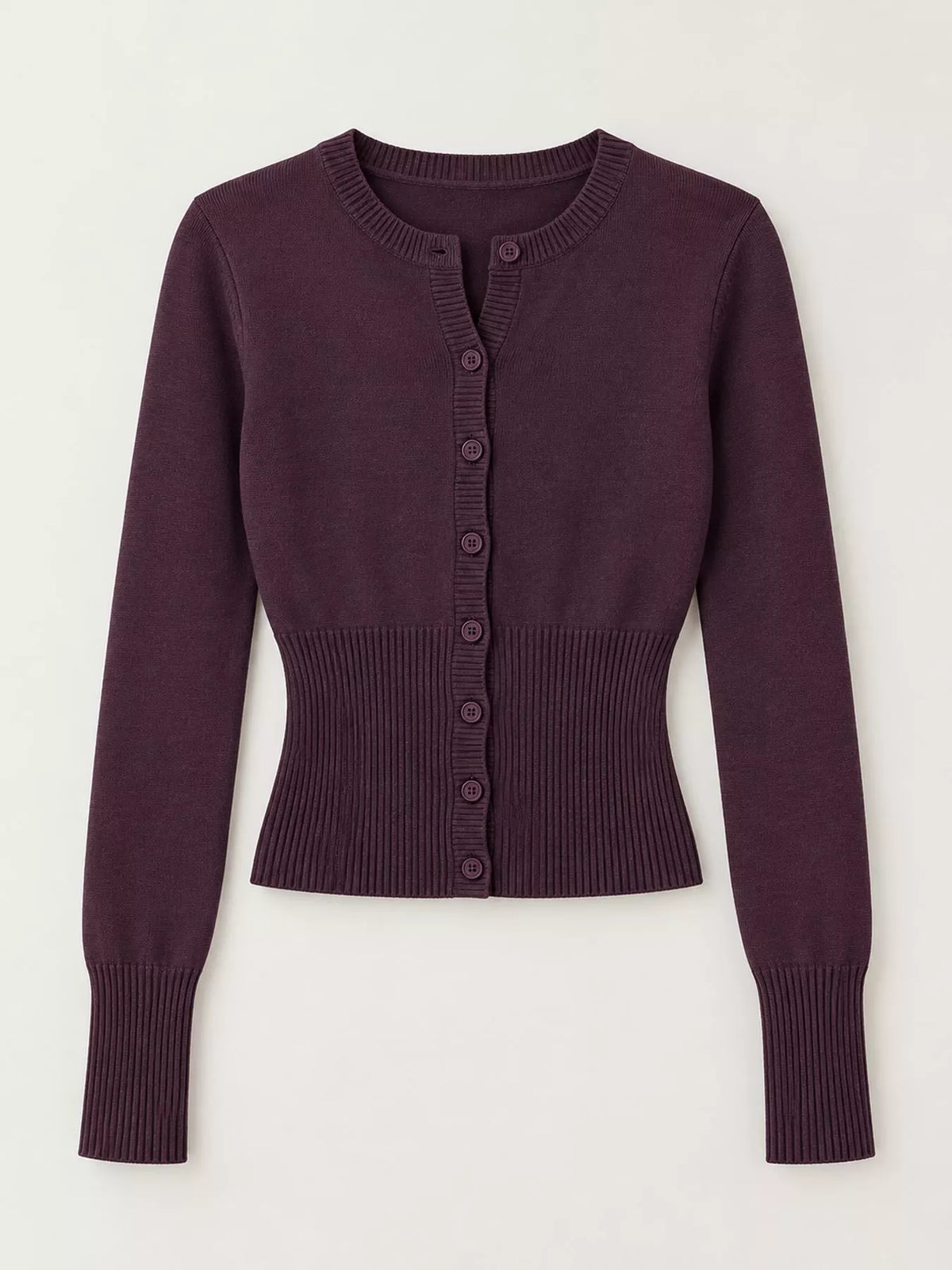 slim-fit ribbed knit button-down cardigan | dropsona - neutral - usage example