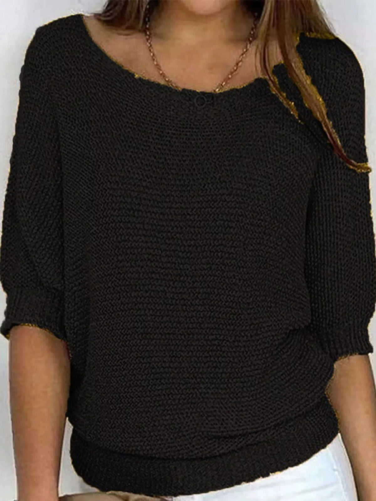full size boat neck 3/4 sleeve sweater plus | dropsona - neutral - packaging