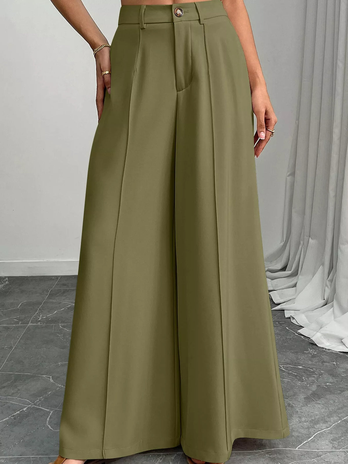 high-waisted wide-leg pants – pocketed fit | dropsona - neutral - usage example