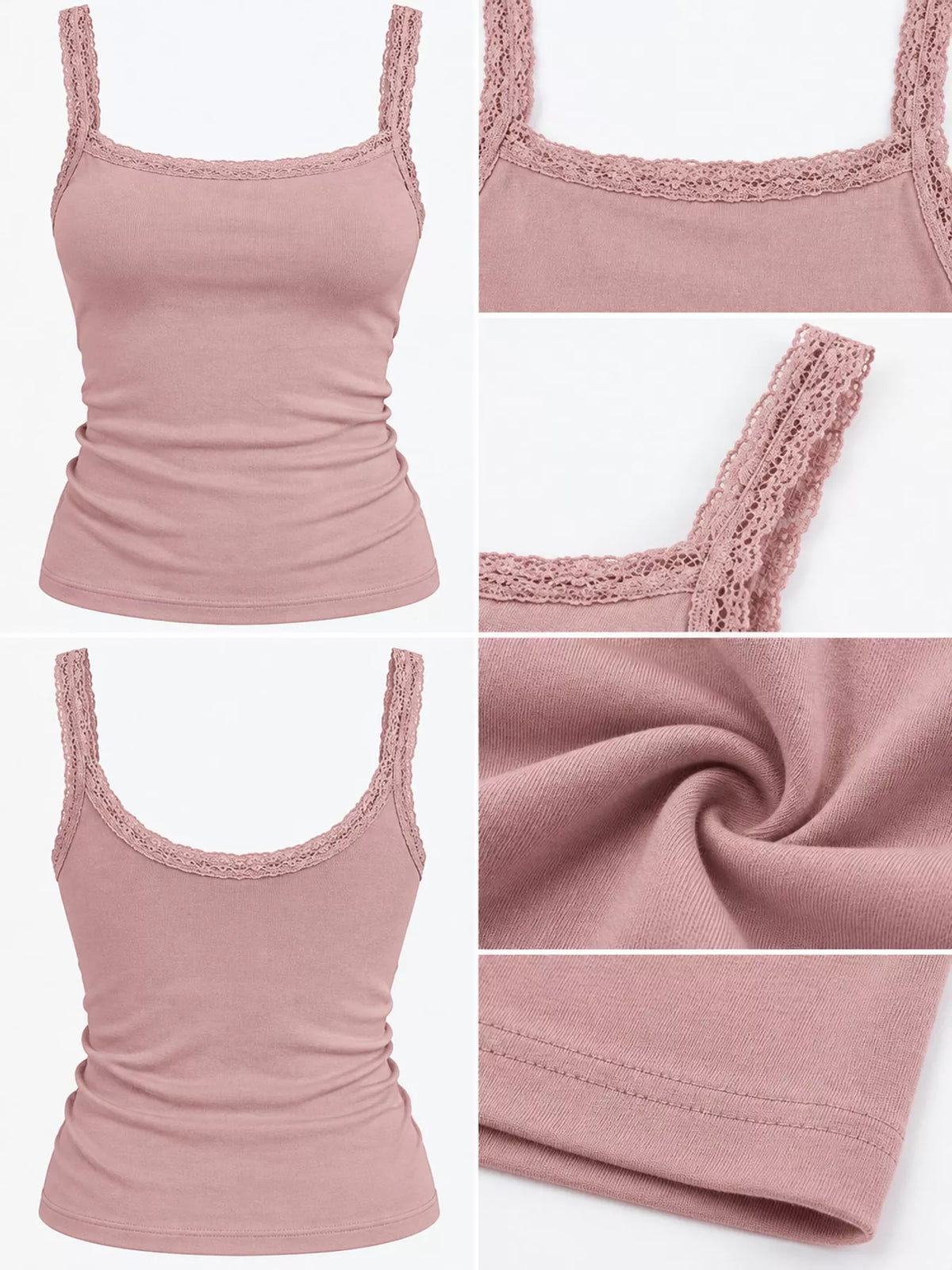 lace detail cami top – detail,ribbed,backless fit | dropsona - neutral - material texture