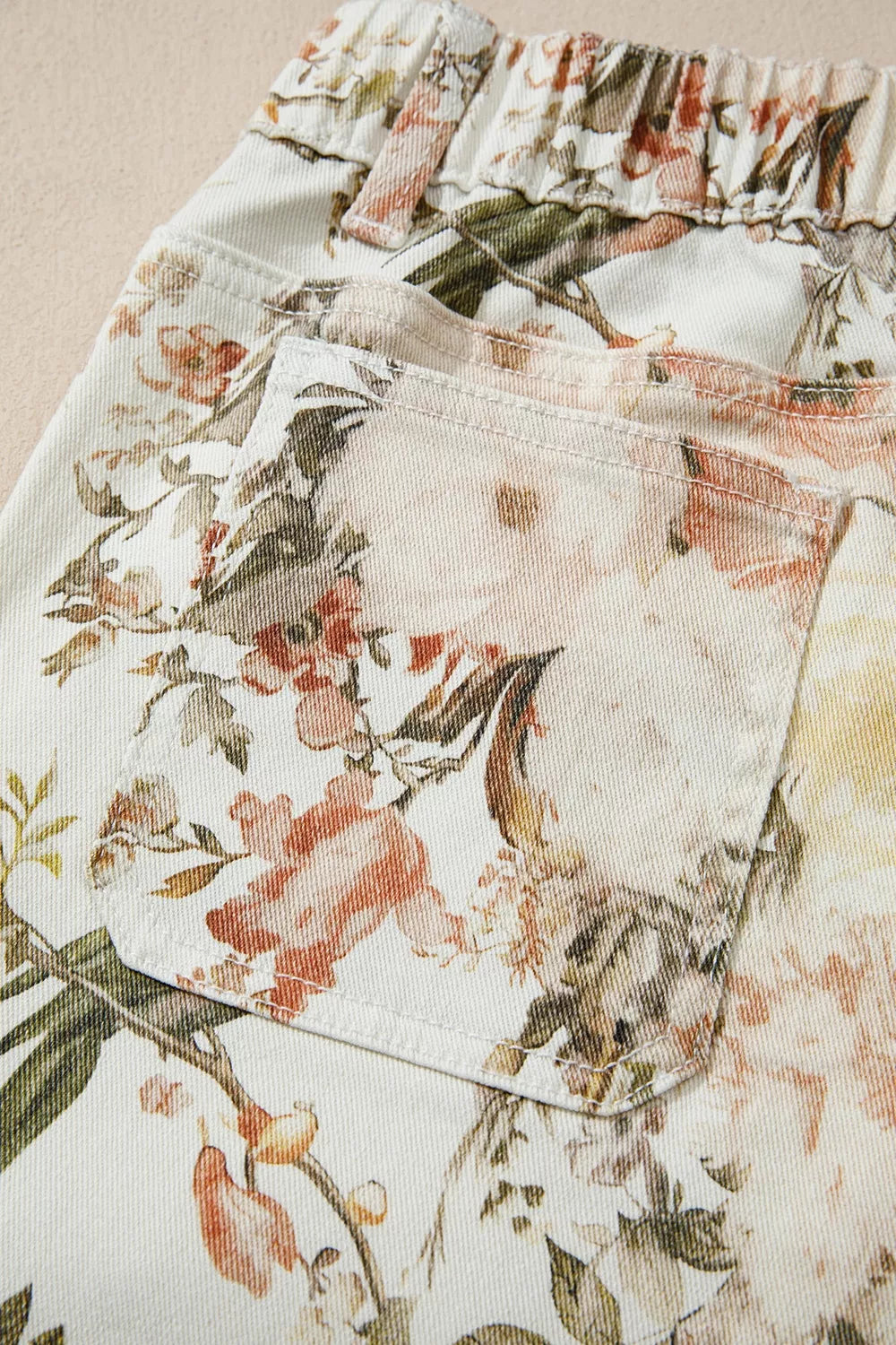 vintage style floral print high waist wide leg jeans - size reference