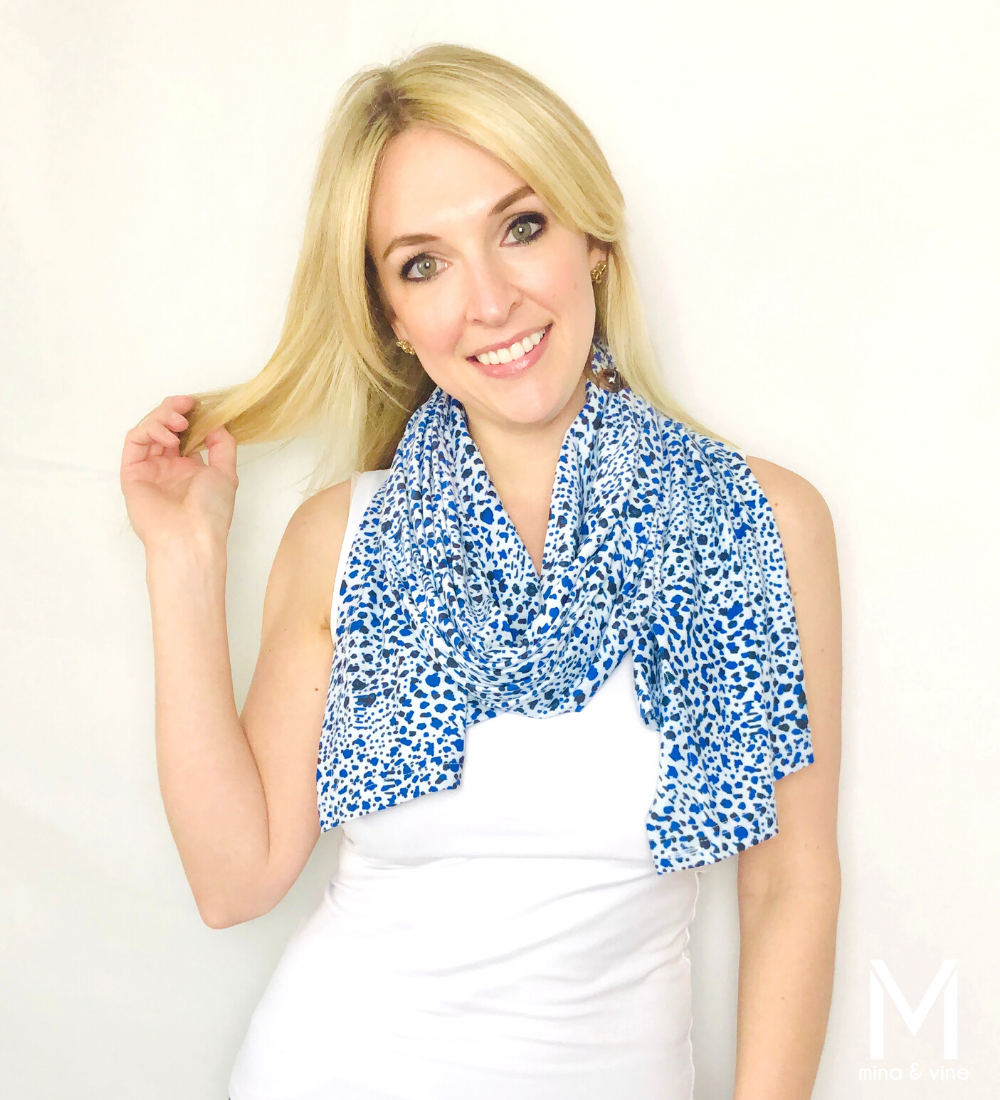 cheeky cheetah multi-way smart scarf – embrace your in | dropsona - neutral - front view