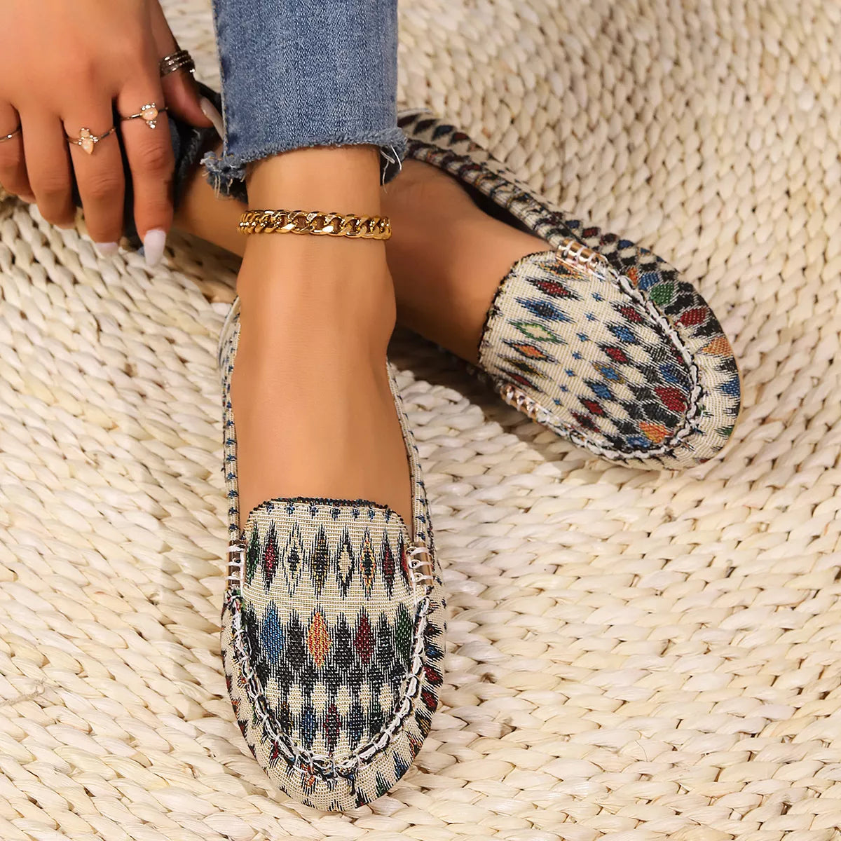 round toe slip-ons – mirage platform | dropsona - neutral - material texture