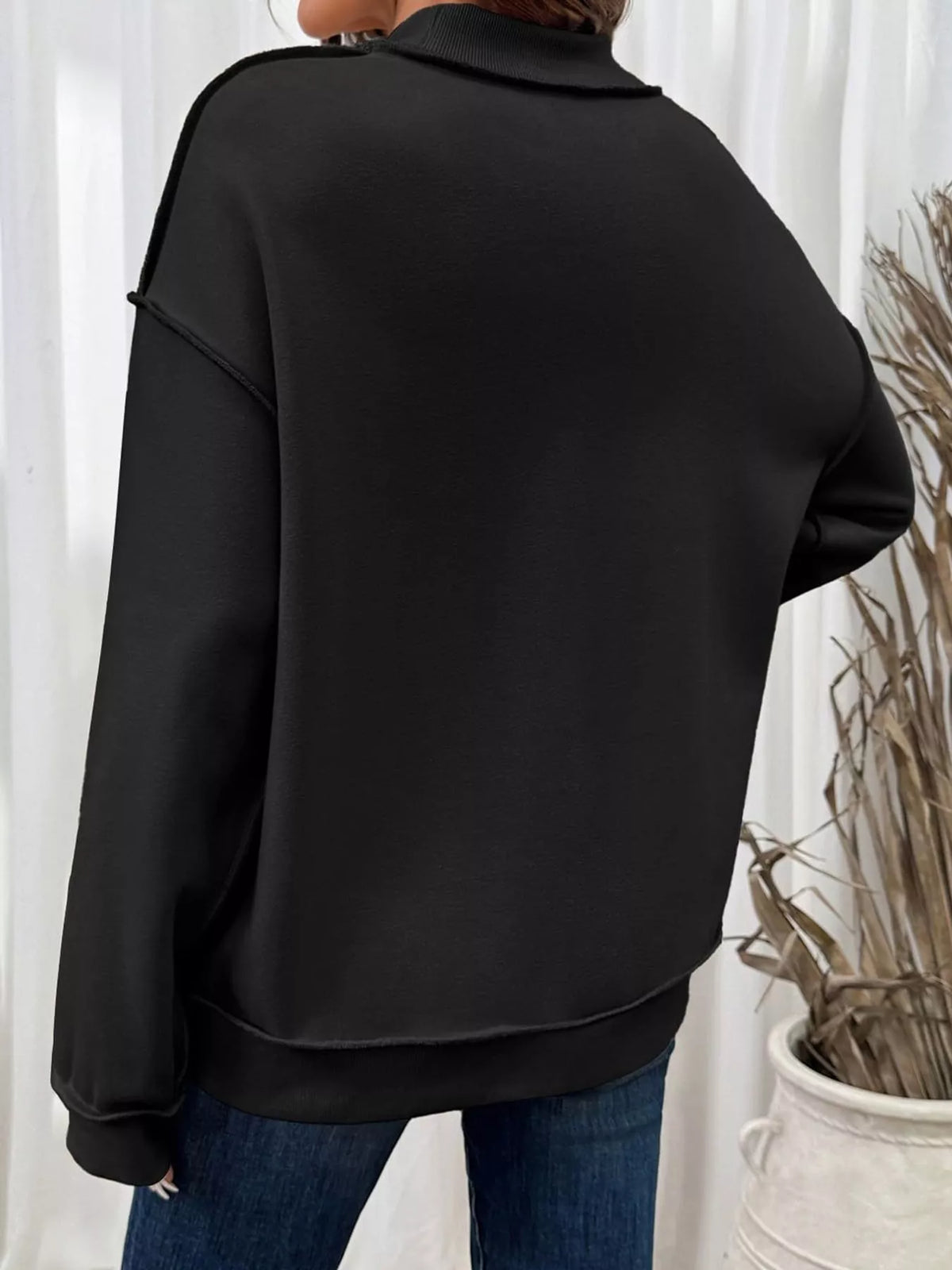 mock neck long sleeve sweatshirt | dropsona polyester 70% - neutral - material texture