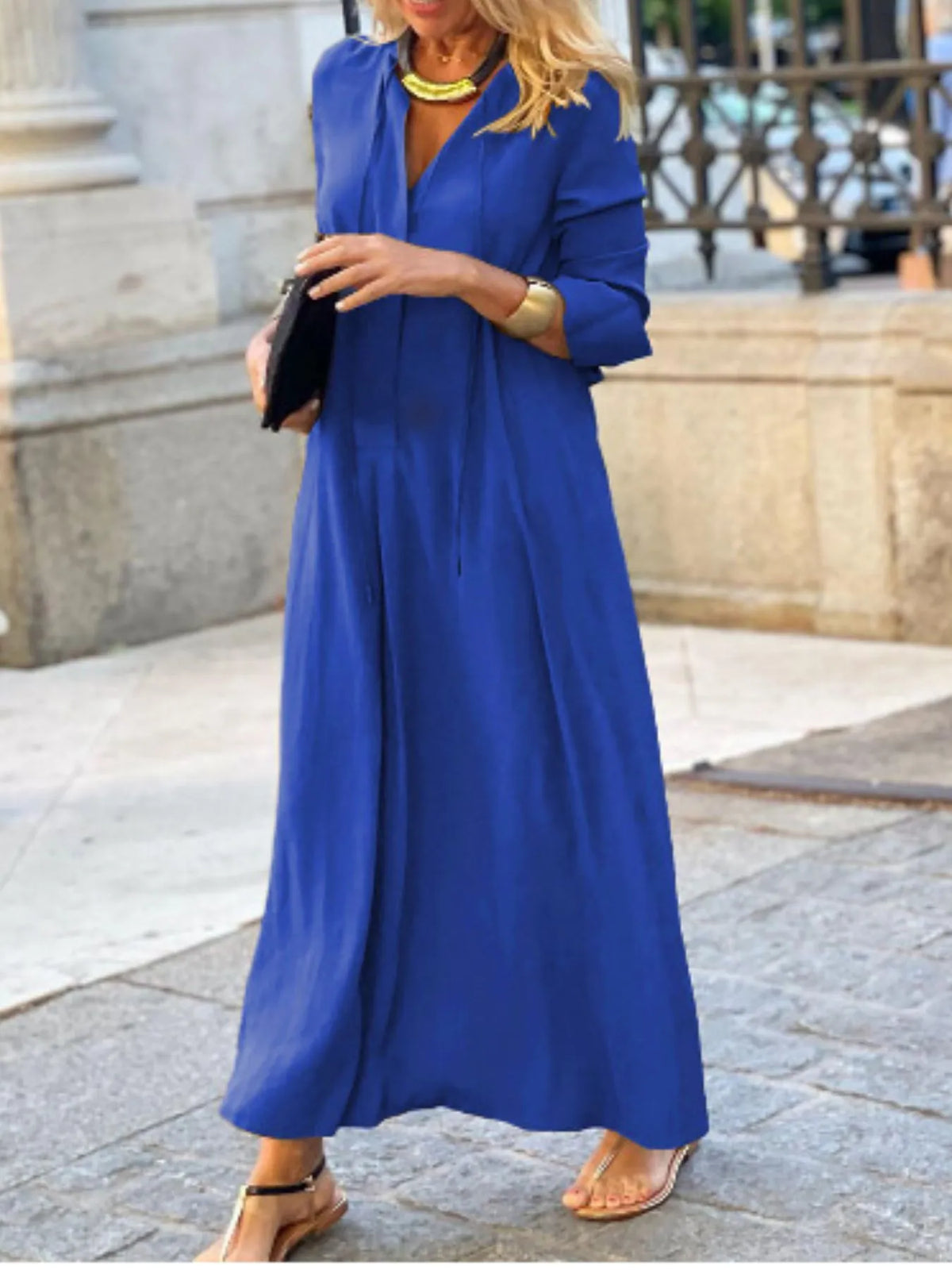 full size solid color maxi shirt dress plus size - material texture