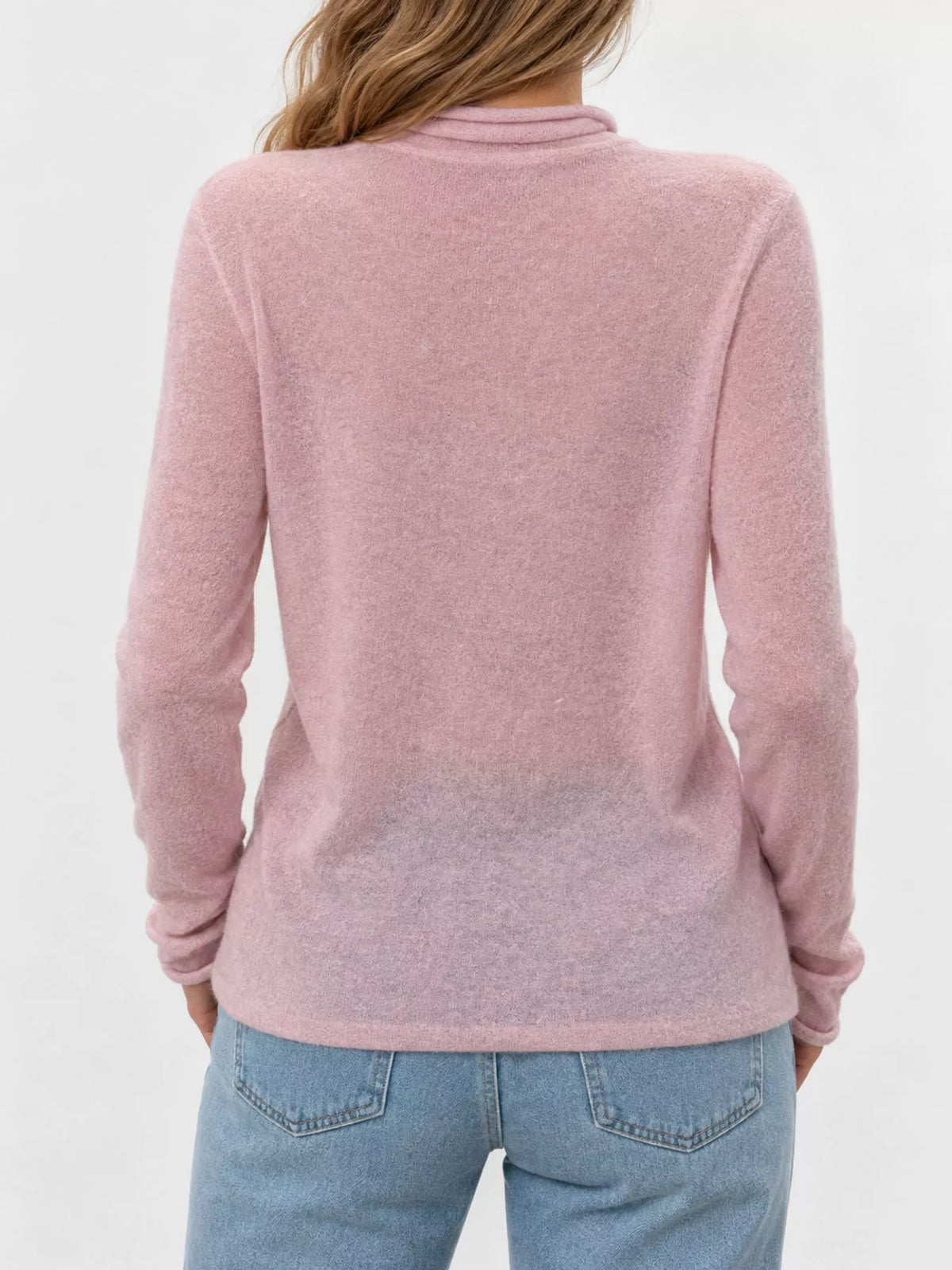 sheer turtleneck knit top | dropsona - neutral - size reference