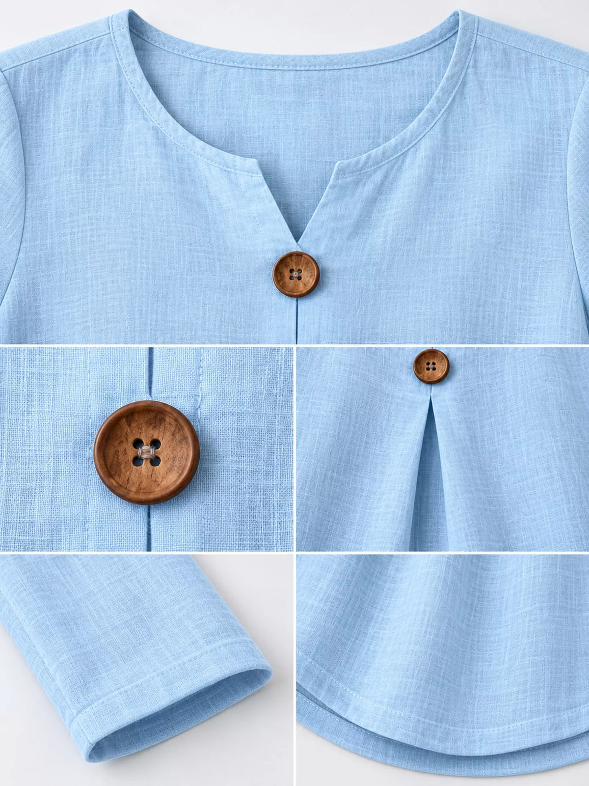 full size long sleeve blouse with decorative wooden | dropsona - neutral - size reference