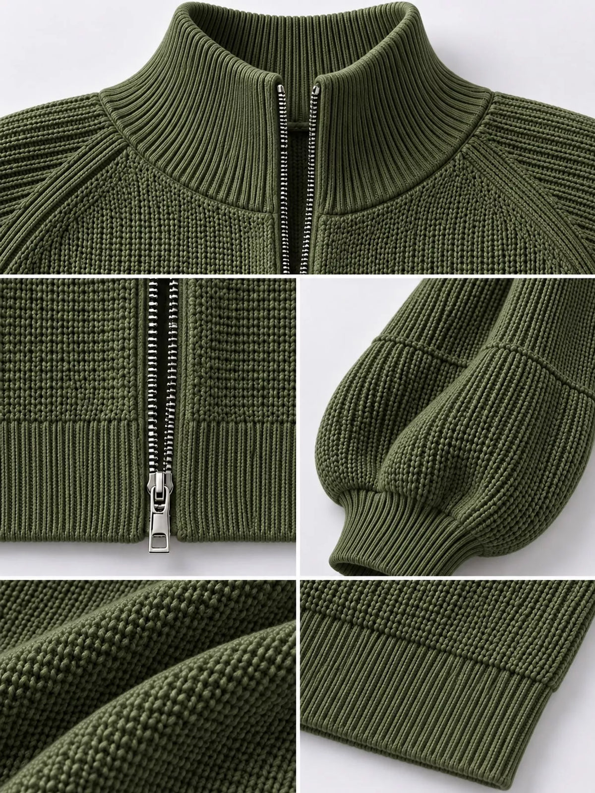 full size elegant ribbed knit zip-up cardigan with | dropsona - neutral - usage example