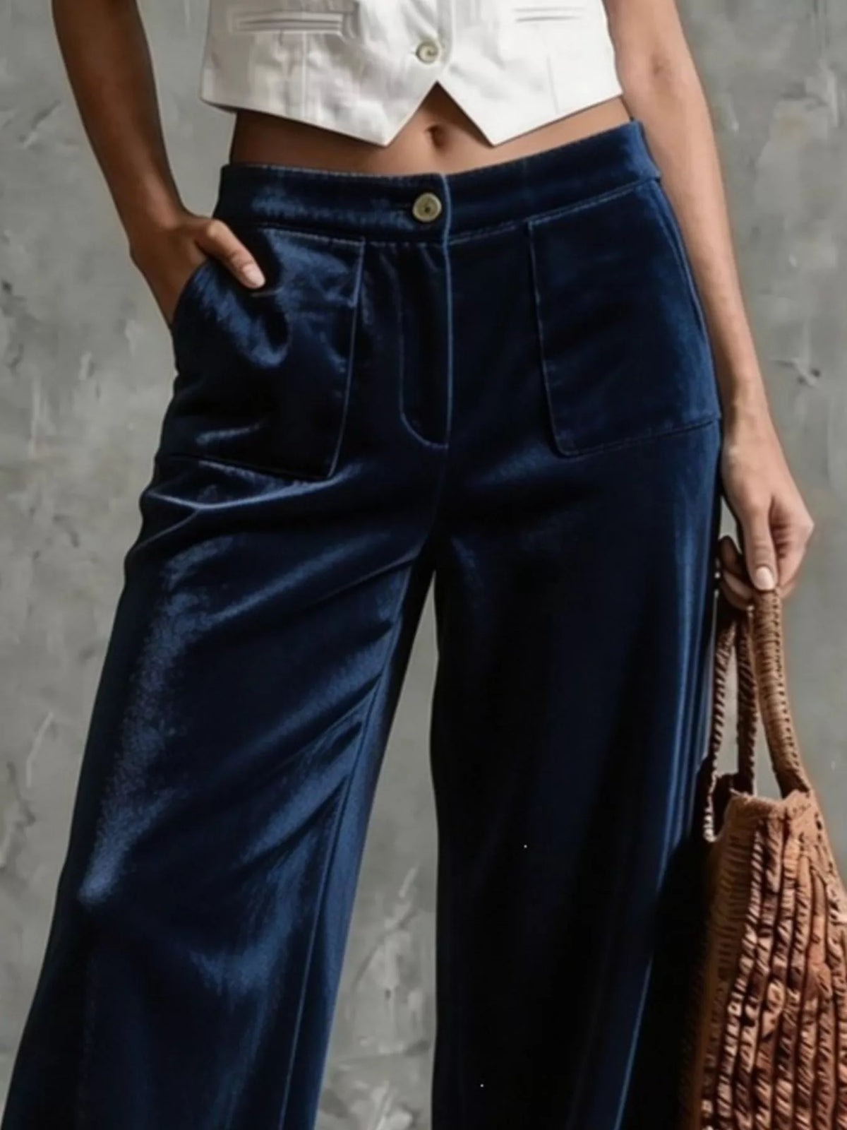 full size velvet wide-leg pants plus | dropsona - neutral - usage example