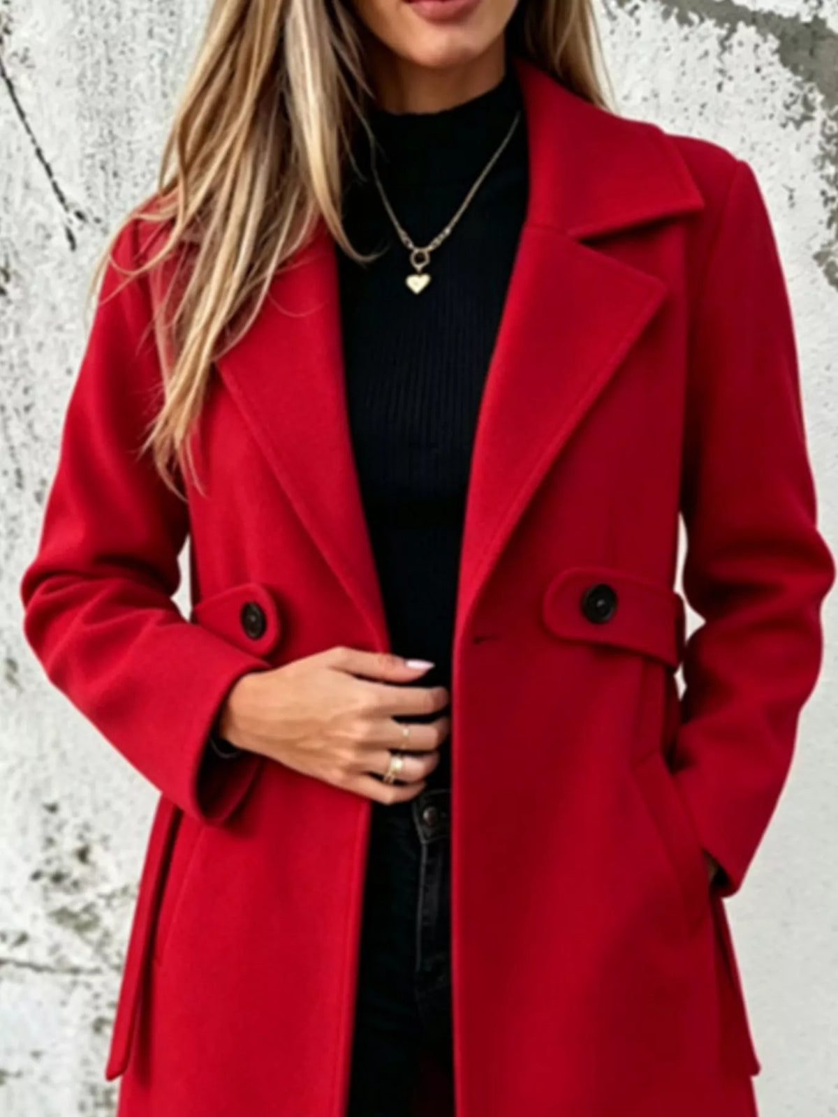full size lapel collar longline overcoat plus | dropsona - neutral - material texture
