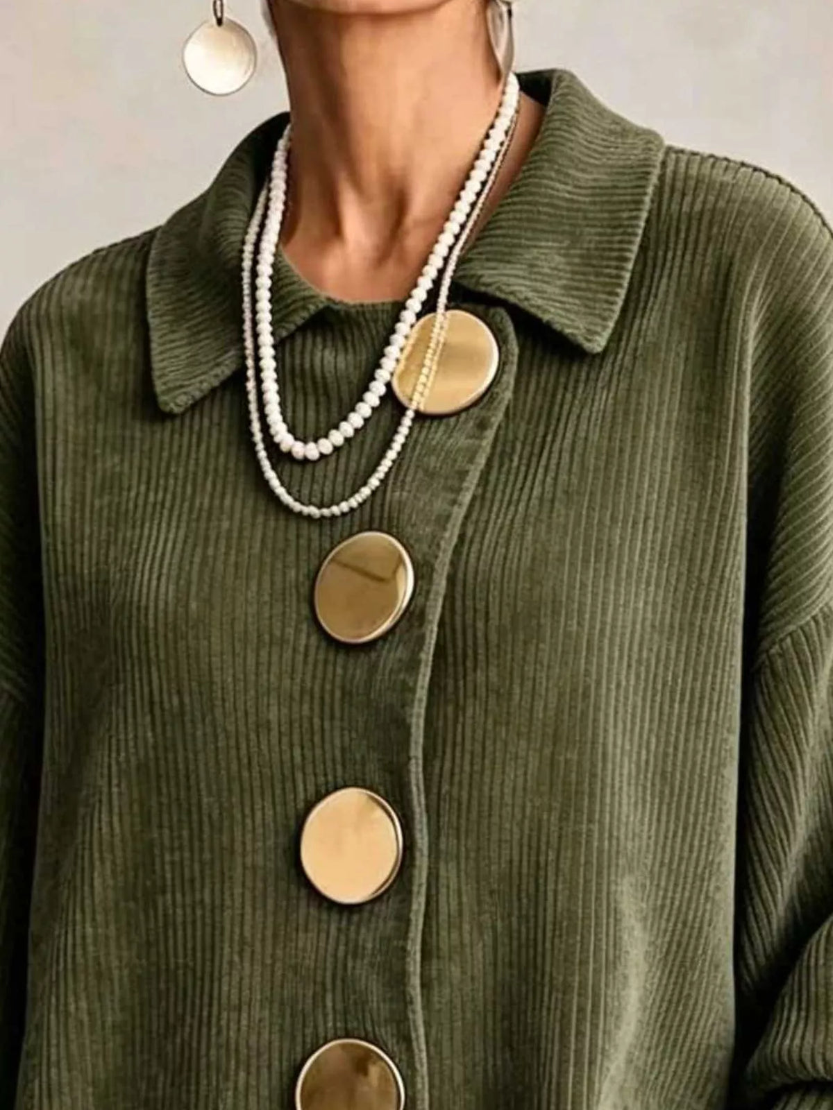 full size ribbed knit gold buttons cardigan plus | dropsona - neutral - size reference