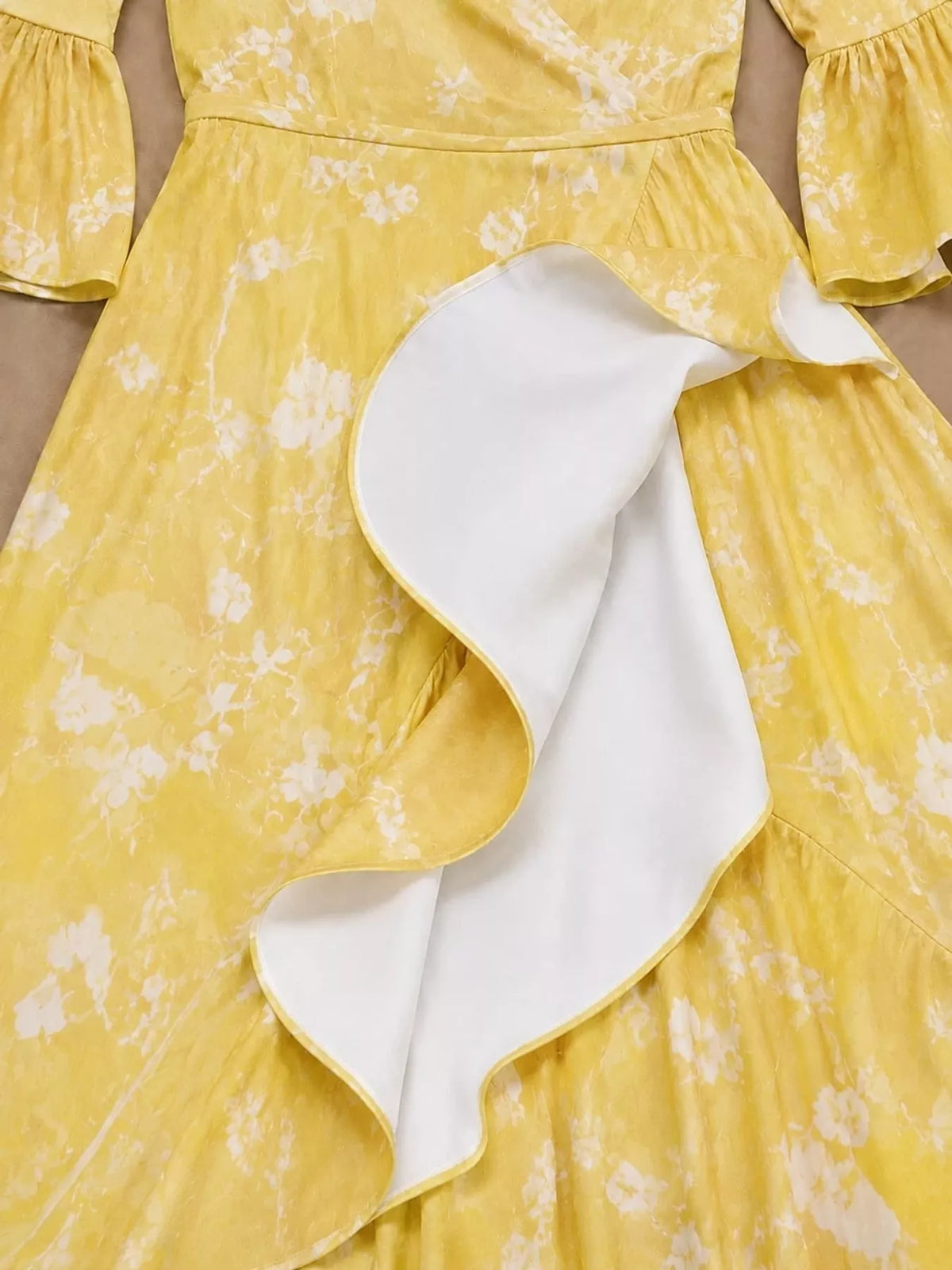 high-low ruffled maxi dress | dropsona - neutral - front view