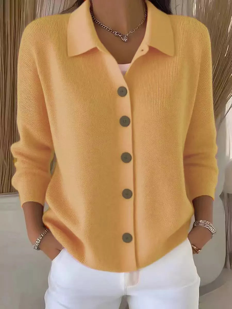 full size collared button-down knit cardigan plus | dropsona - neutral - material texture
