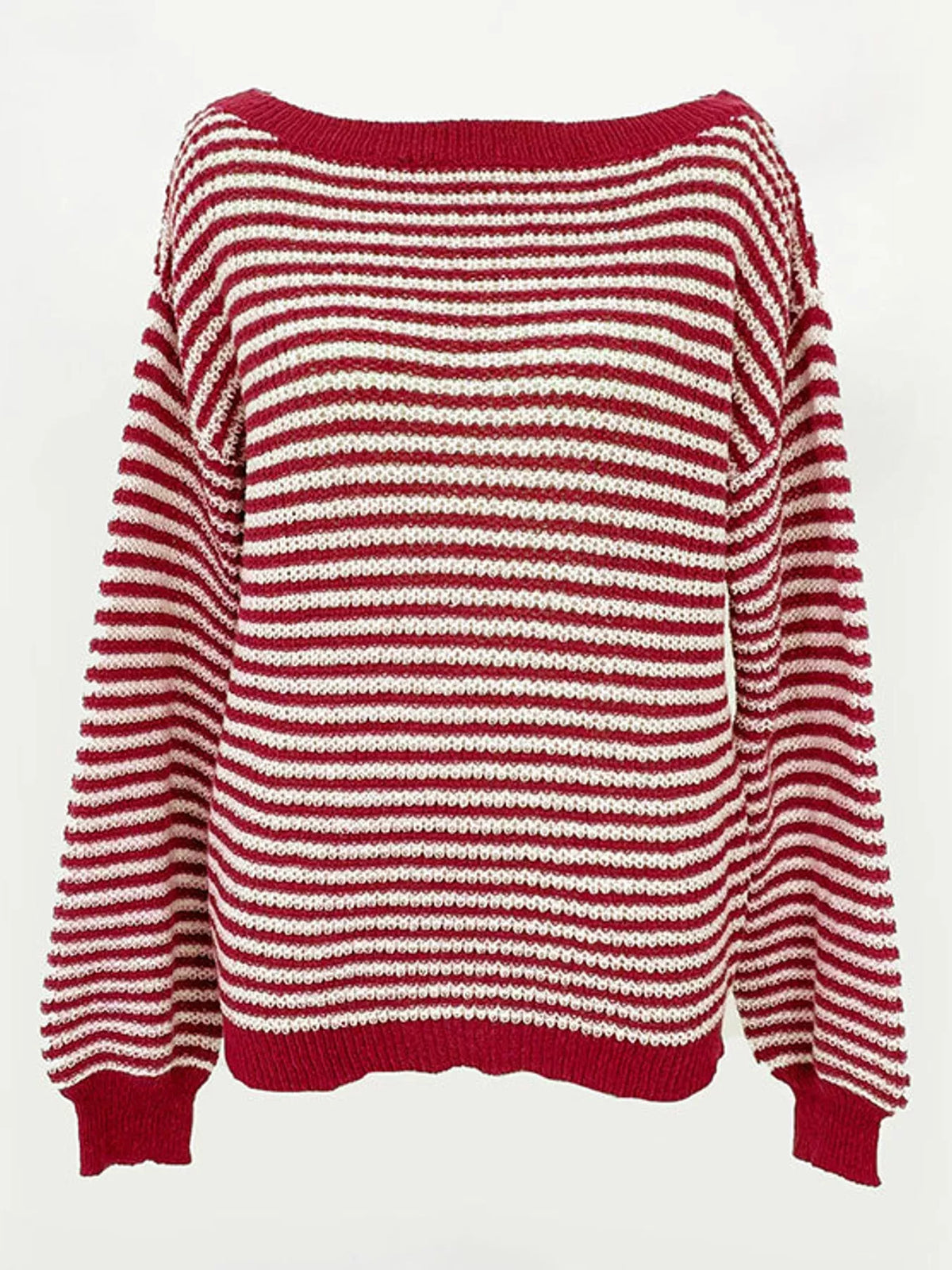 striped knit boat neck sweater – oversized,ribbed fit | dropsona - neutral - material texture