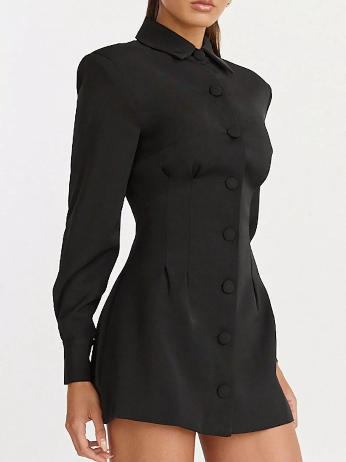 corset-style button-down blazer dress | dropsona - neutral - size reference