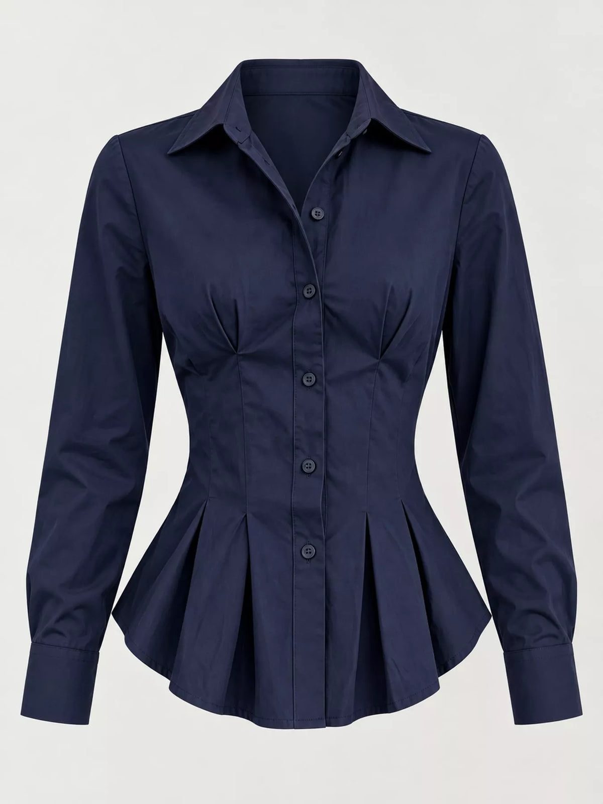 button-down peplum blouse with fitted waist | dropsona - neutral - usage example