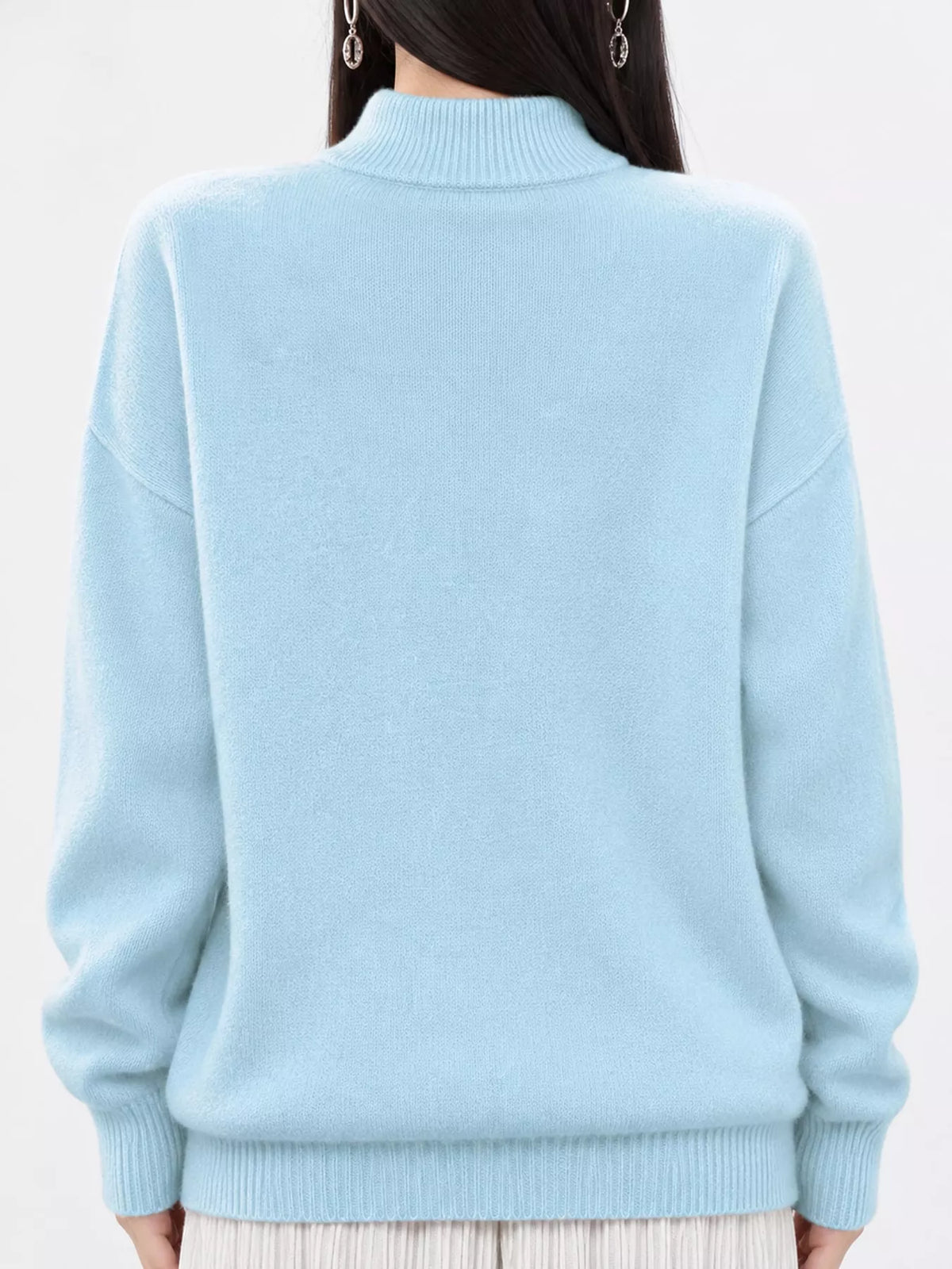 turtleneck dropped shoulder sweater | dropsona - neutral - close-up detail